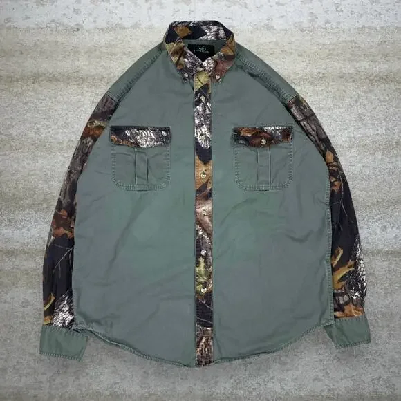 Vintage 90s Redhead Mossy Oak Button Up Shirt Mens M Hunting Camo Long Sleeve - Picture 1 of 3